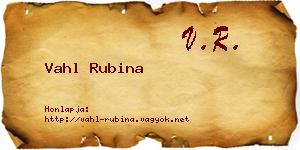 Vahl Rubina névjegykártya
